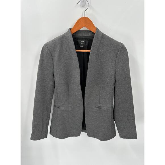 J.CREW 365 Gray Collarless Going Out Blazer in Stretch Twill // 4 - Picture 2 of 9